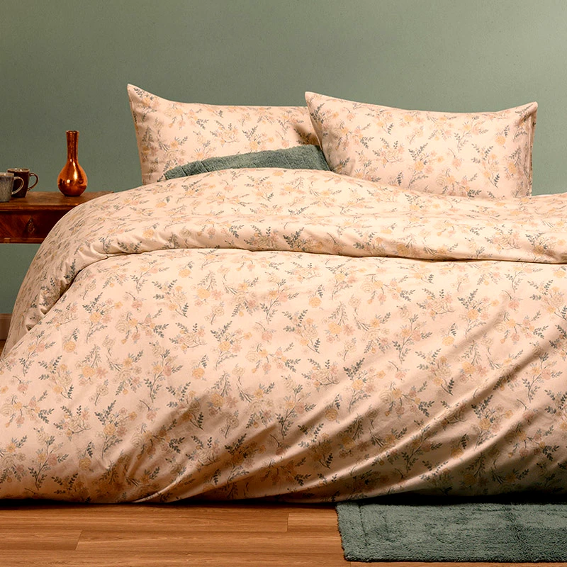 Melinen Φανελένιο Σεντόνι Ημίδιπλο Σετ Με Λάστιχο Melinen Winter Agnes Ecru 120x200+30