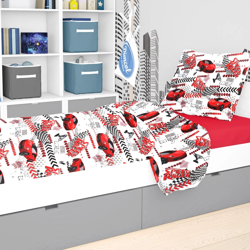 Dimcol Σεντόνια Μονά Σετ Dimcol Racer 290 Red 160x240