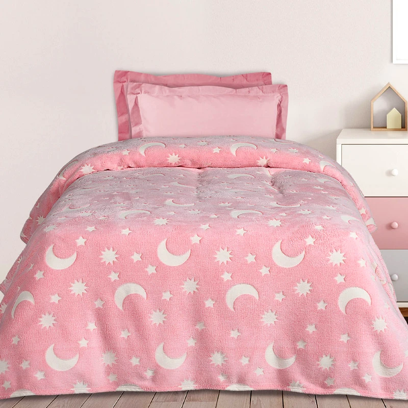 Das Home Φωσφοριζέ Κουβέρτα Fleece Μονή Das Home 4897 Pink 160x220