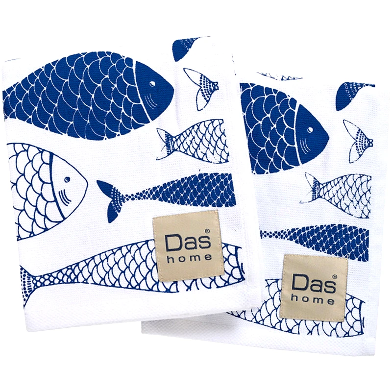 Das Home Ποτηρόπανα Σετ Das Home Fish 0737 Blue 2τεμ.