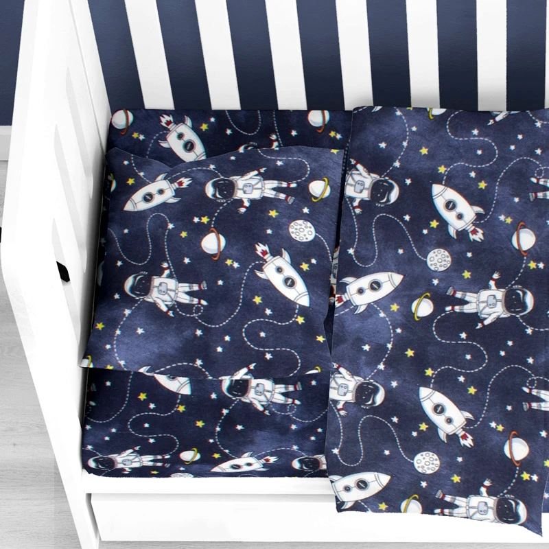 Dimcol Φανελένια Βρεφική Μαξιλαροθήκη Dimcol Galaxy Travel 90 Blue 35x45