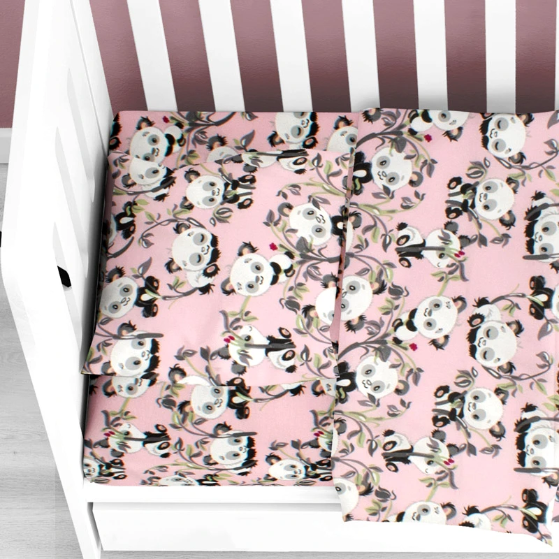 Dimcol Φανελένια Βρεφική Μαξιλαροθήκη Dimcol Panda Bear 97 Pink 35x45