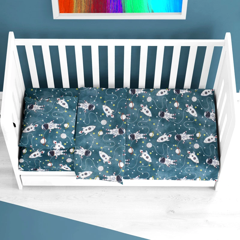 Dimcol Φανελένια Παπλωματοθήκη Κούνιας Dimcol Galaxy Travel 91 Petrol 120x160