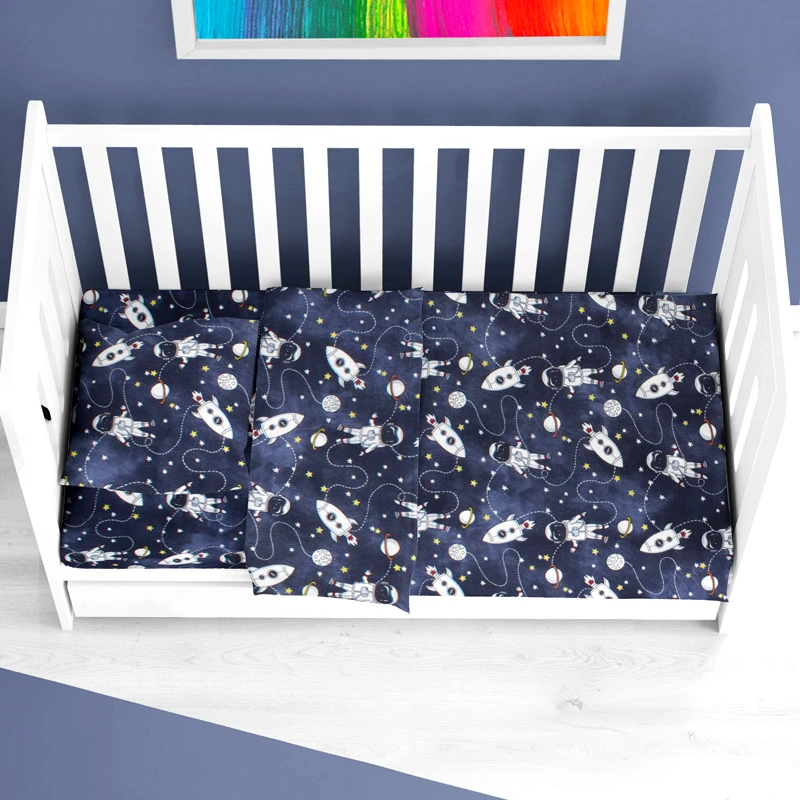 Dimcol Φανελένια Παπλωματοθήκη Κούνιας Dimcol Galaxy Travel 90 Blue 120x160