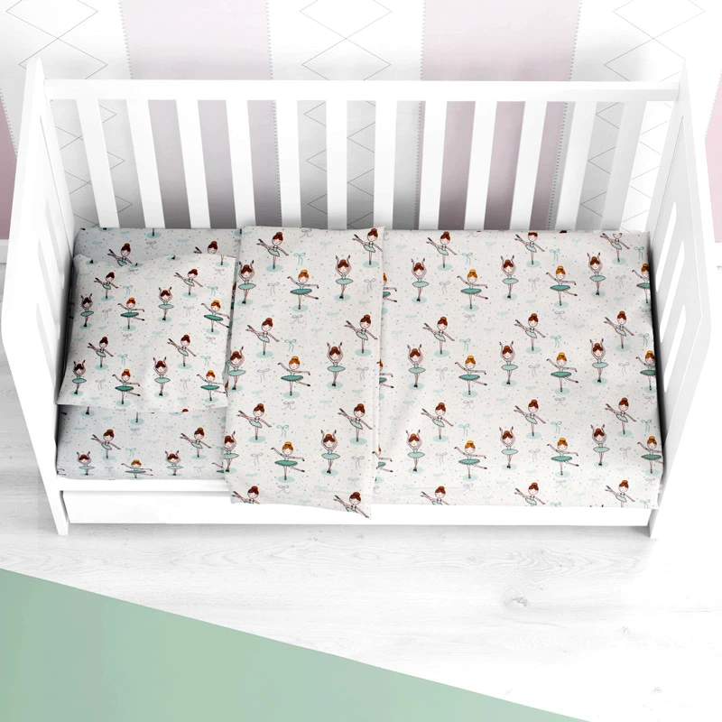 Dimcol Φανελένια Παπλωματοθήκη Κούνιας Dimcol Ballerina 166 Green