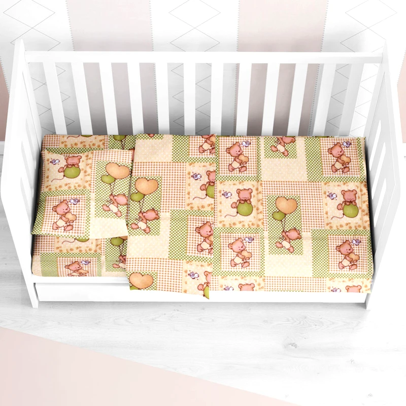 Dimcol Φανελένιο Σεντόνι Κούνιας Με Λάστιχο Dimcol Balloon 76 Beige