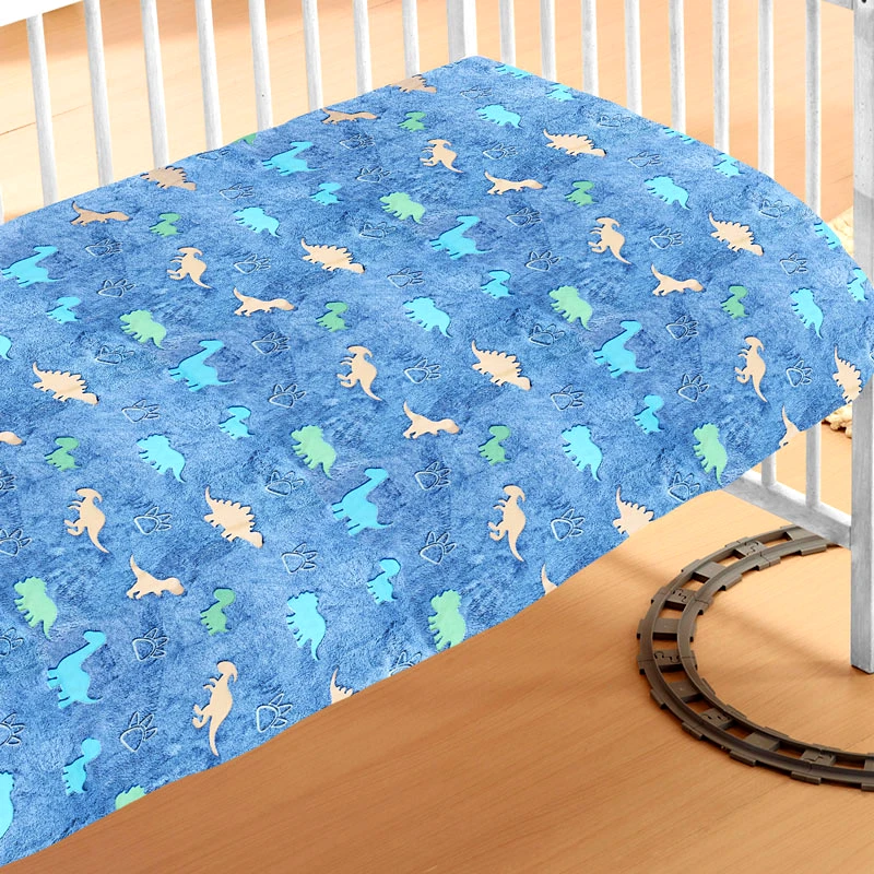 Dimcol Φωσφοριζέ Κουβέρτα Fleece Κούνιας Dimcol Dinosaur Blue