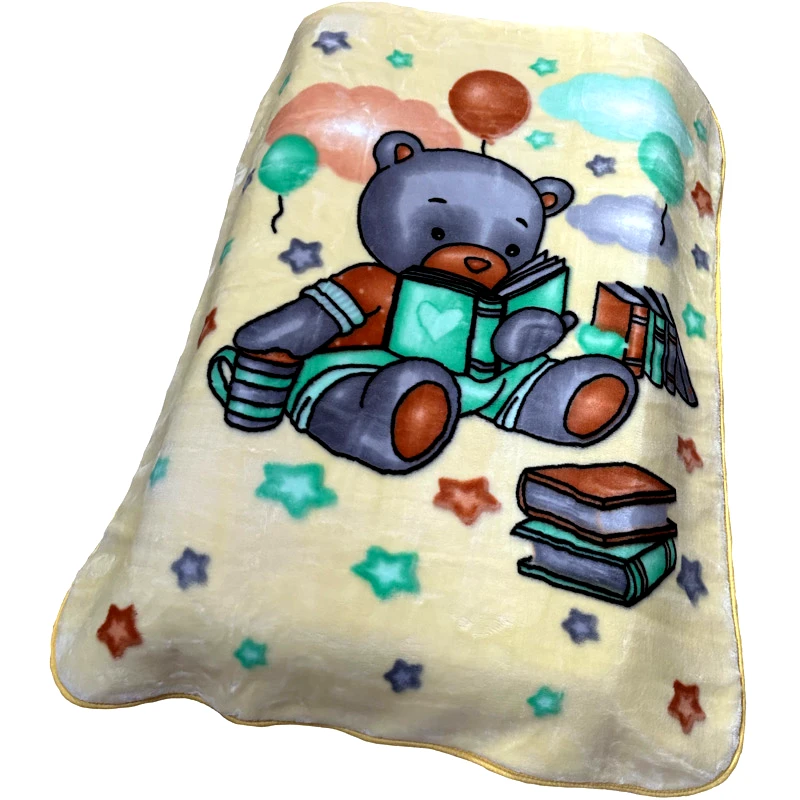 Dimcol Κουβέρτα Βελουτέ Κούνιας 110x140 Dimcol Studying Bear 39 Yellow 110x140
