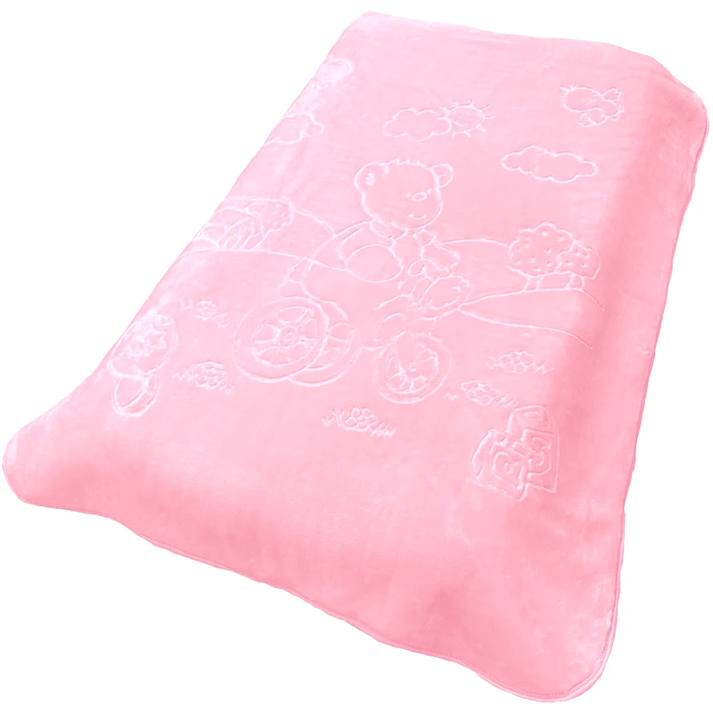 Dimcol Κουβέρτα Βελουτέ Κούνιας 110x140 Dimcol Bicycle Bear 17 Pink 110x140