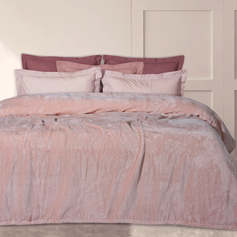 Das Home Κουβέρτα Fleece Υπέρδιπλη Das Home Velour 1346 Pink