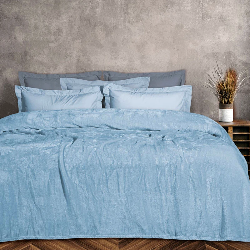 Das Home Κουβέρτα Fleece Υπέρδιπλη Das Home Velour 1344 Light Blue
