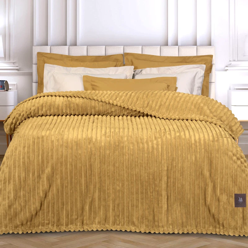 Greenwich Polo Κουβέρτα Fleece Υπέρδιπλη Greenwich Polo Essential 3488 Ochre