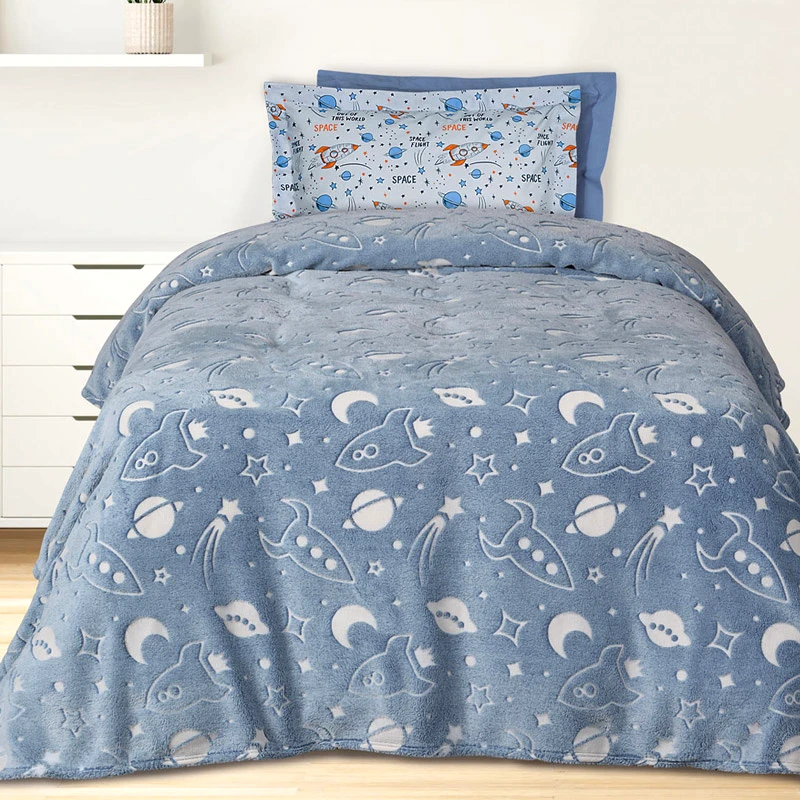 Das Home Φωσφοριζέ Κουβέρτα Fleece Μονή Das Home 4899 Blue