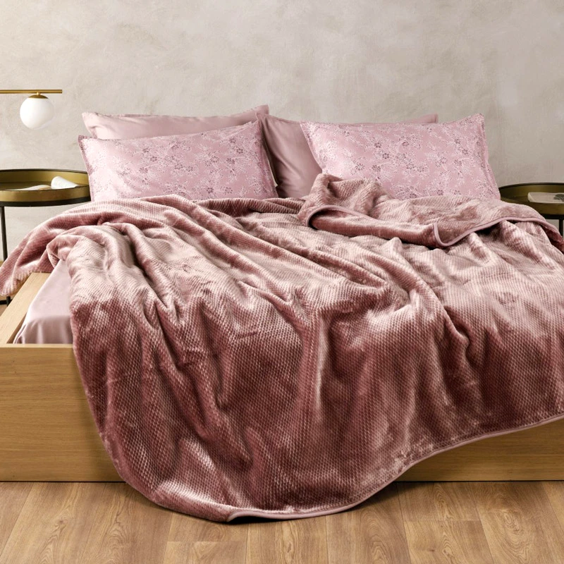 Kentia Home Κουβέρτα Βελουτέ King Size 260x240 Kentia Loft Bella 20 Old Rose 260x240