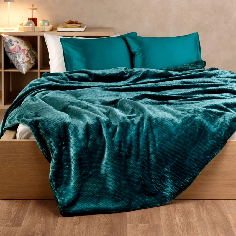 Kentia Home Κουβέρτα Βελουτέ King Size 260x240 Kentia Loft Bella 07 Petrol 260x240