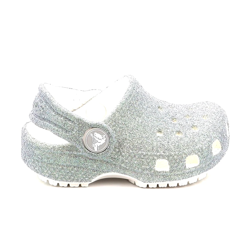 CROCS Παιδικό Σαμπό για Κορίτσι Crocs Classic Iridescent Glitter Clog C Ανατομικό Χρώματος Ασημί 210985-100