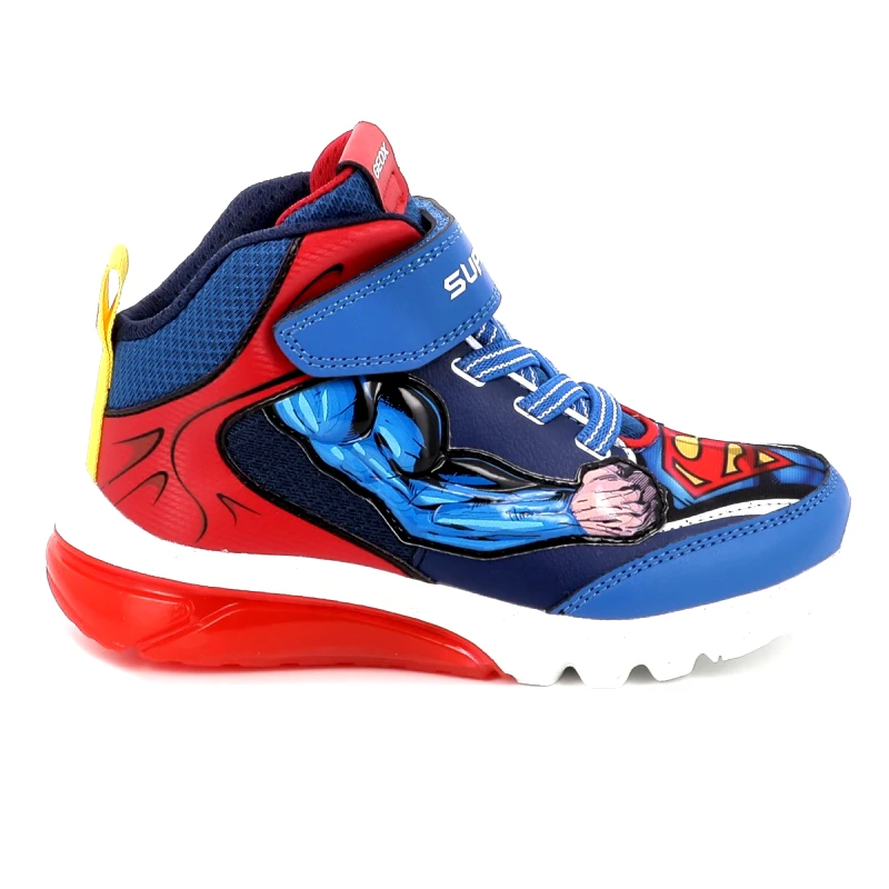 GEOX Παιδικό Αθλητικό Μποτάκι για Αγόρι Geox Superman Ciberdron Ανατομικό με Φωτάκια On/Off Χρώματος Μπλε J56LBF 0BC14 C0200