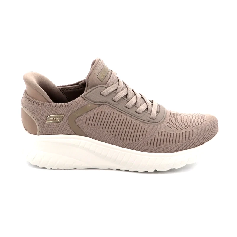 SKECHERS Γυναικείο Αθλητικό Παπούτσι Skechers Bobs Squad Chaos - Current Muse Χρώματος Μπεζ 117497-TPE