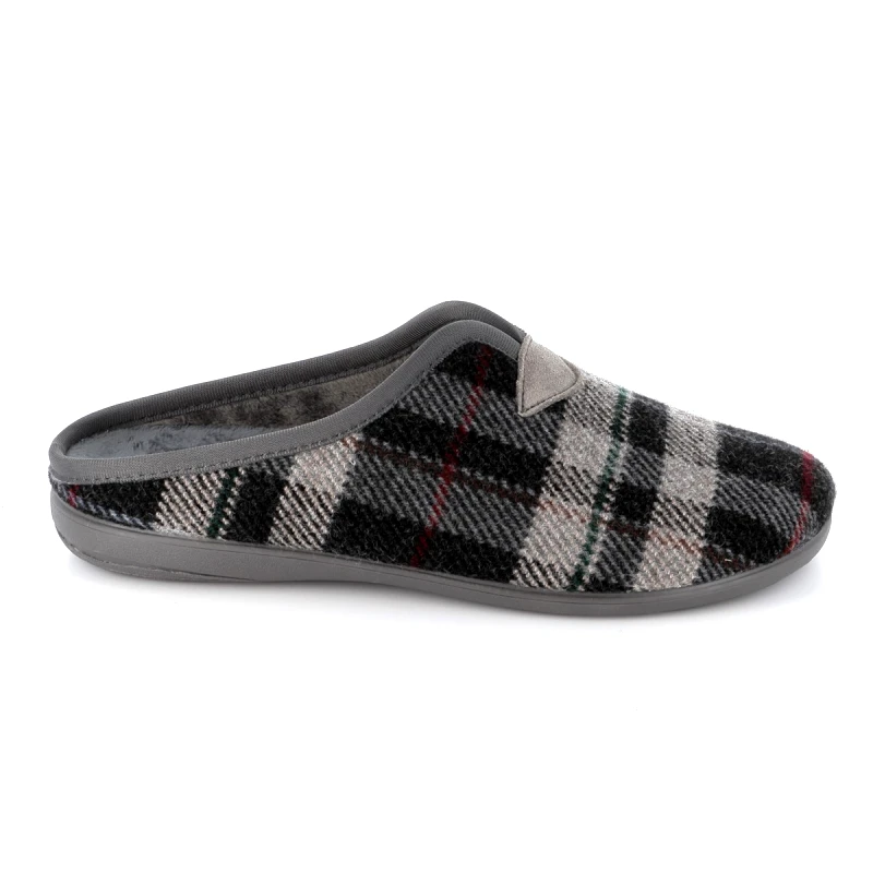 ADAM'S Ανδρική Παντόφλα Adam's Χρώματος Γκρι Καρό 753-24502-19.2