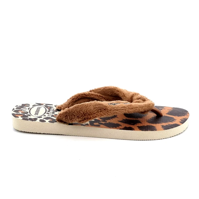 HAVAIANAS Γυναικεία Παντόφλα Havaianas Top Home Fluffy Χρώματος Καφέ Λεοπάρ SMU0021.9919