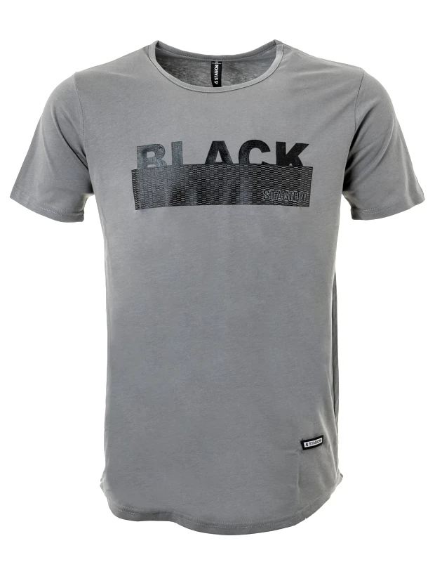 Ανδρικό t-shirt με στάμπα σε γκρι-χακί χρώμα φωτογραφία