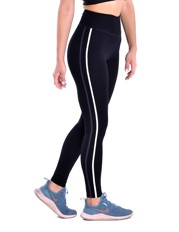 Body Style Γυναικείο ψηλόμεσο κολάν 2 stripes σε μαύρο χρώμα