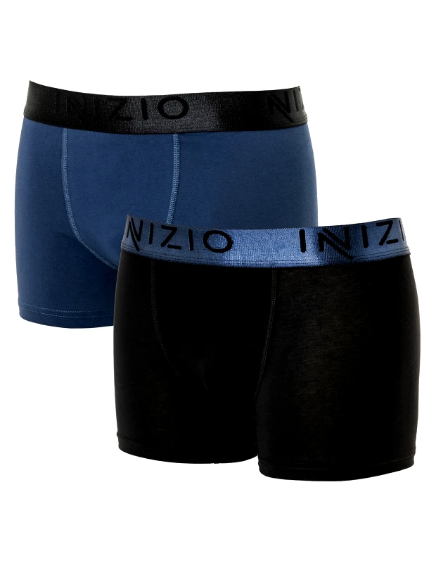 INIZIO Ανδρικό μποξεράκι 2 pack σε μαύρο/μπλε ρουά χρώμα