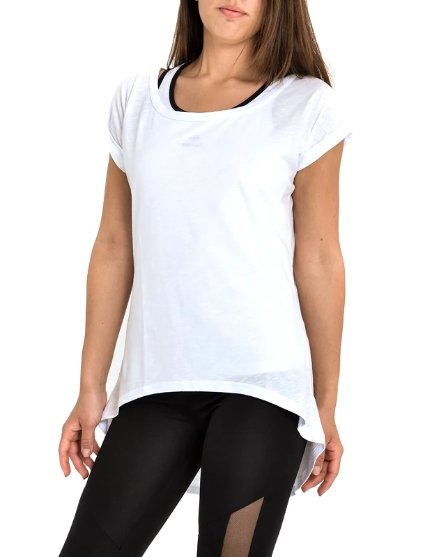 SIXTY DEGREES Γυναικείο κοντομάνικο ριχτό μπλουζάκι σε λευκό χρώμα