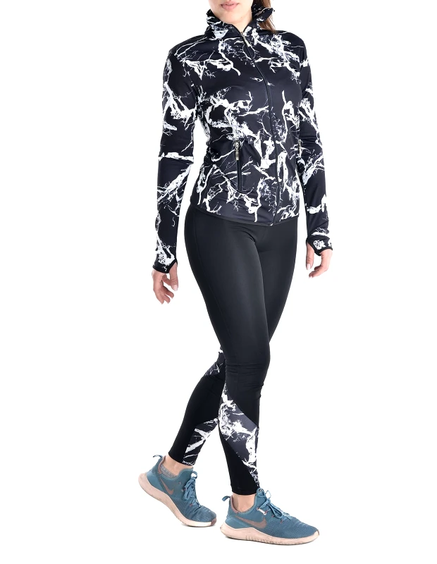 Vactive Γυναικείο σετ ζακέτα και κολάν με σχέδιο μάρμαρο