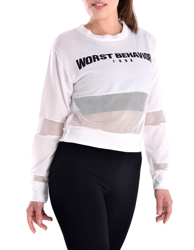 Vactive Αθλητικό cropped μπλουζάκι με δίχτυ σε λευκό χρώμα