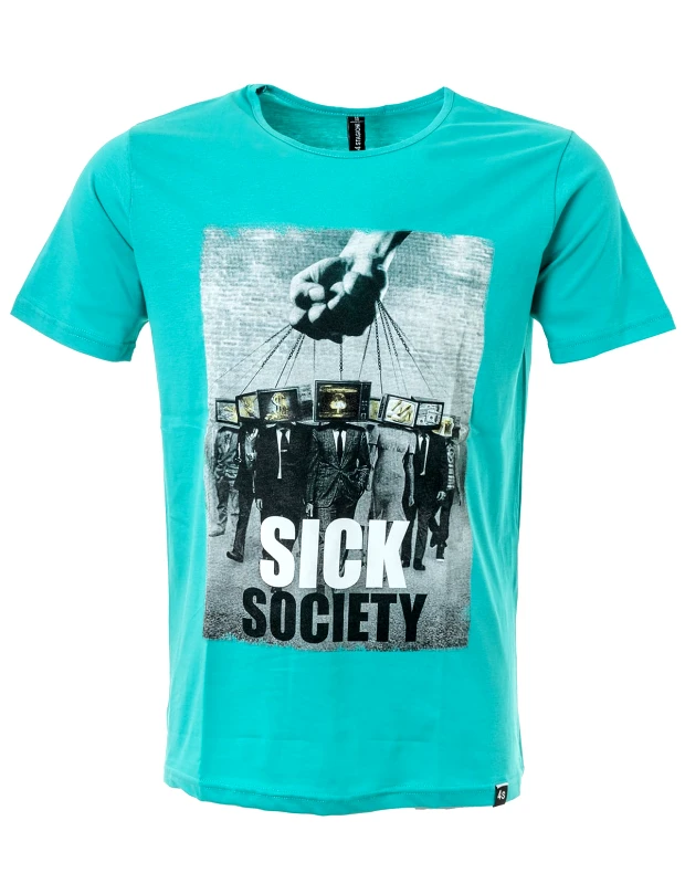 Vactive Ανδρικό t-shirt με στάμπα σε πετρόλ ανοιχτό χρώμα