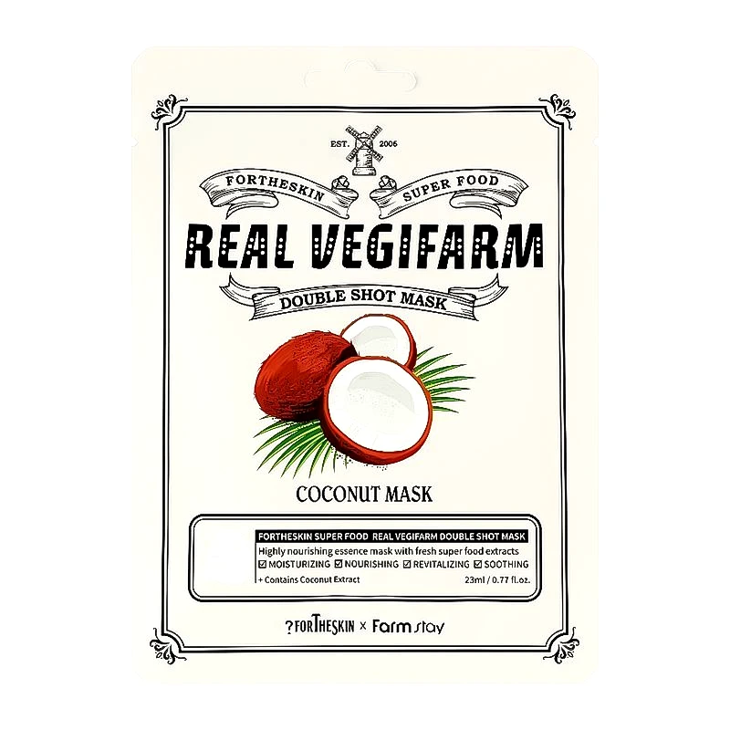 Fortheskin Fortheskin Super Food Real Vegifarm Double Shot Mask Coconut 23ml
