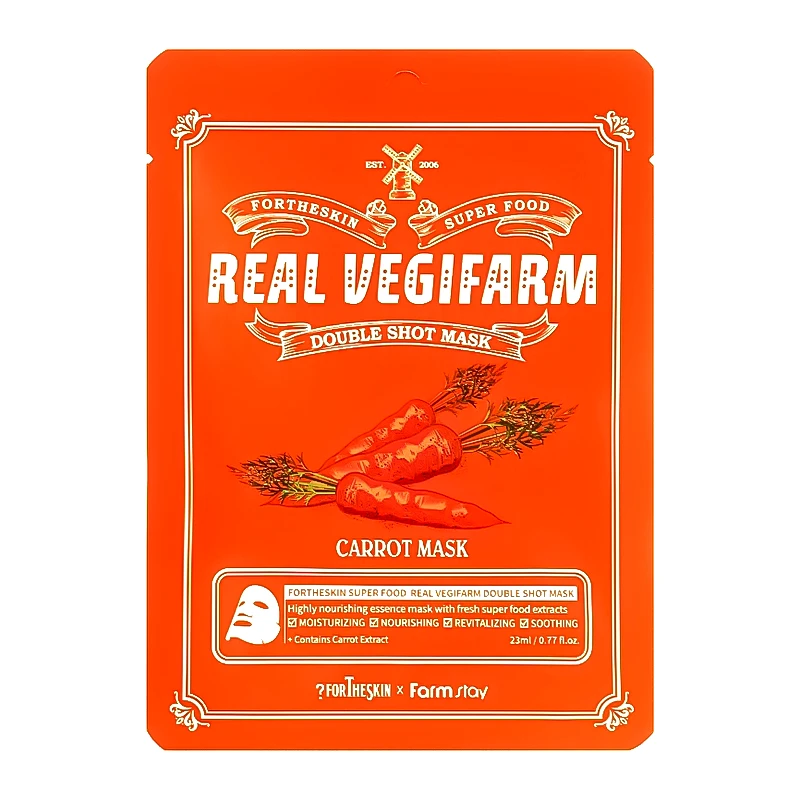 Fortheskin Fortheskin Super Food Real Vegifarm Double Shot Mask Carrot 23ml
