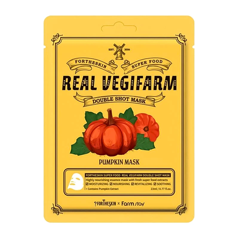 Fortheskin Fortheskin Super Food Real Vegifarm Double Shot Mask Pumpkin 23ml