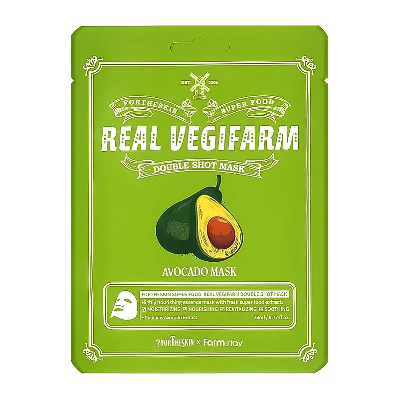 Fortheskin Fortheskin Super Food Real Vegifarm Double Shot Mask Avocado 23ml