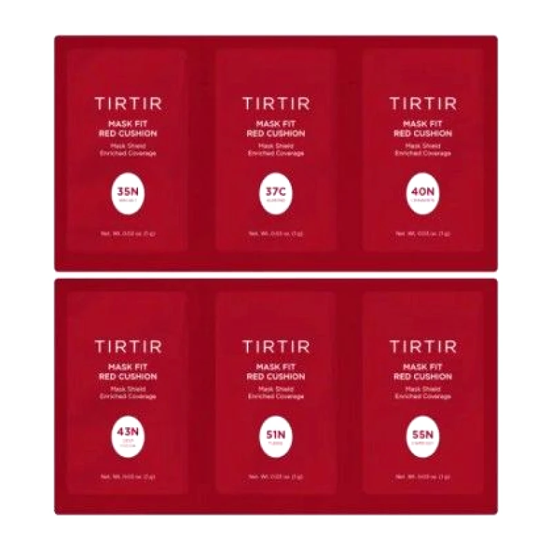 TIRTIR TIRTIR Mask Fit Red Cushion 6 Shade Trial Kit - 5 Colors [Deep] (35N-55N)