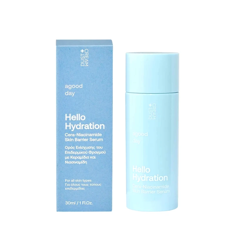 DUST+CREAM ΟΡΟΣ ΕΝΙΣΧΥΣΗΣ ΕΠΙΔΕΡΜΙΚΟΥ ΦΡΑΓΜΟΥ A GOOD DAY HELLO HYDRATION ΜΕ ΚΕΡΑΜΙΔΙΑ & ΝΙΑΣΙΝΑΜΙΔΗ 30ML