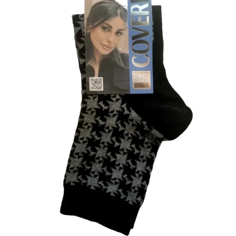 ENRICO COVERI Κάλτσα ημίκοντη με σχέδιο | 316ASS ΓΚΡΙ ΣΚΟΥΡΟ