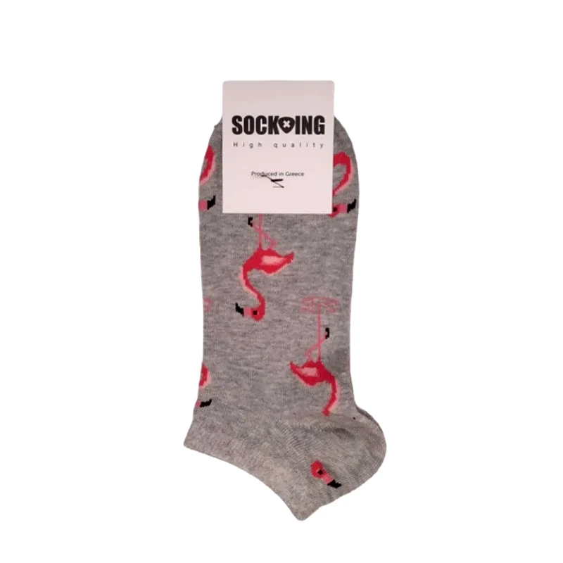 Sock-Ing Τερλίκι κάλτσα Γυναικεία με σχέδιο Flamingo | S80420 ΓΚΡΙ ΑΝΟΙΧΤΟ