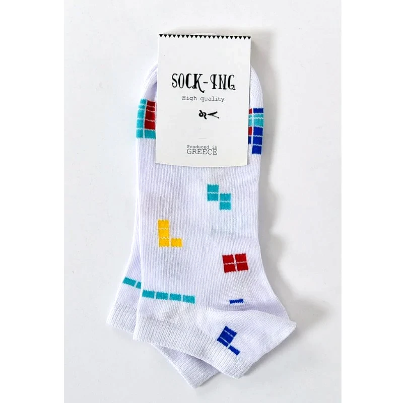 Sock-Ing Τερλίκι κάλτσα Γυναικεία με σχέδιο Tetris | 1121 ΛΕΥΚΟ