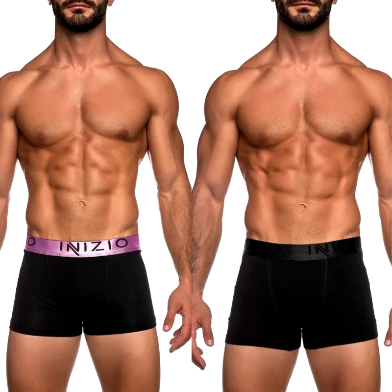 INIZIO Ανδρικό Boxer με εξωτερικό Μεταλλιζέ λάστιχο 2τμχ | 4400-17 ΜΑΥΡΟ/ΜΑΥΡΟ-ΜΑΥΡΟ/ΛΙΛΑ
