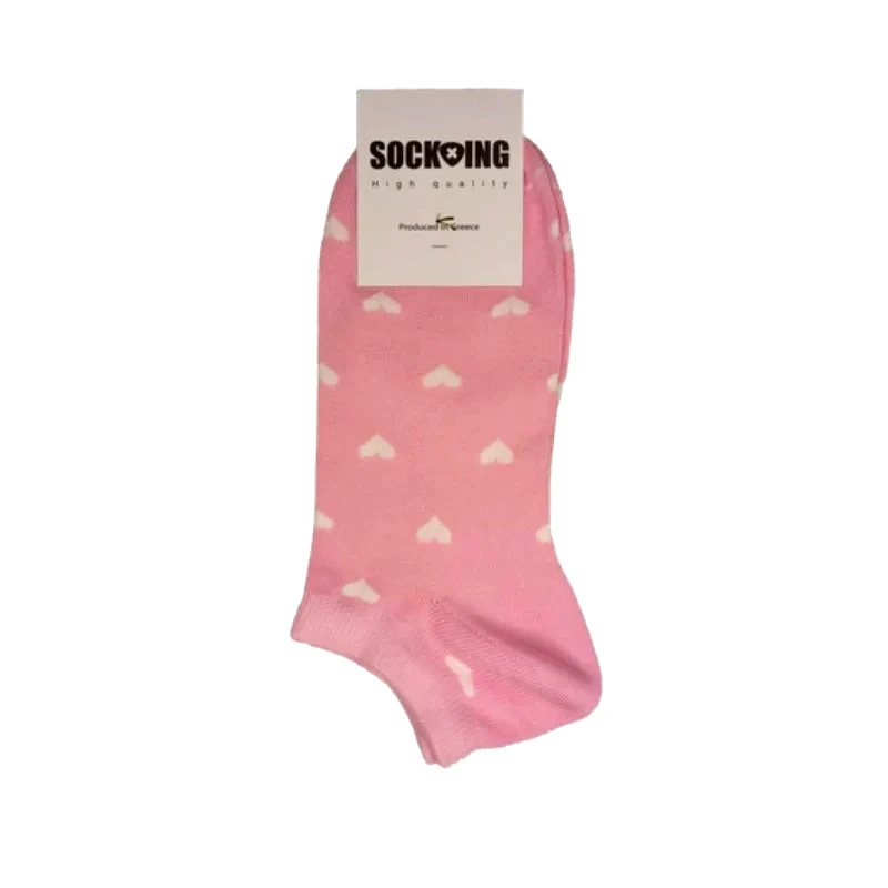 Sock-Ing Τερλίκι κάλτσα Γυναικεία με σχέδιο Καρδιές ΡΟΖ