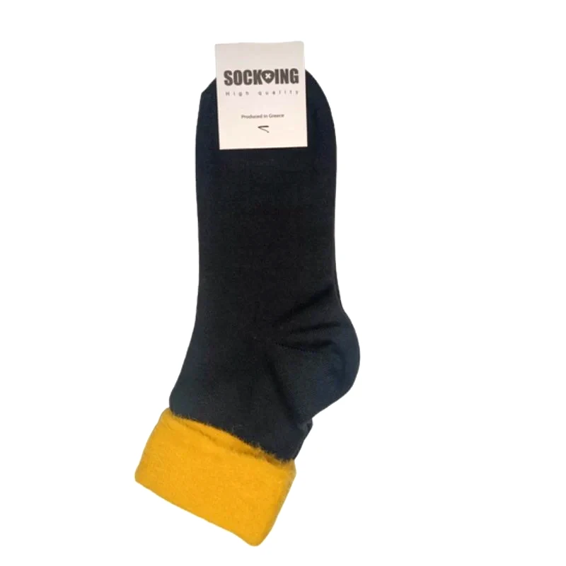 Sock-Ing Γυναικεία κάλτσα με σχέδιο γούνα στο τελείωμα | 5075 ΚΙΤΡΙΝΟ