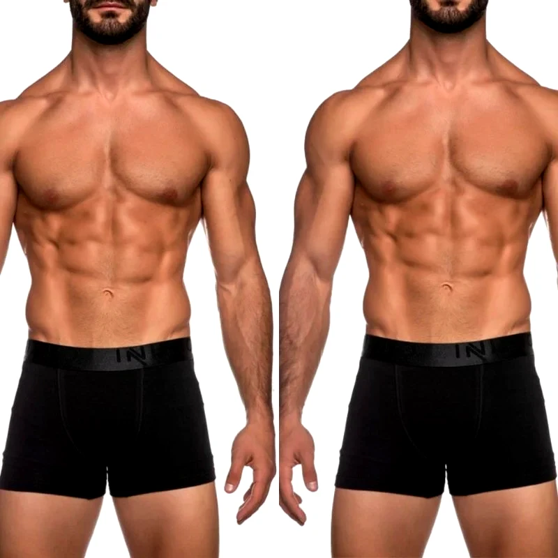 INIZIO Ανδρικό Boxer με εξωτερικό Μεταλλιζέ λάστιχο 2τμχ | 4400 ΜΑΥΡΟ-ΜΑΥΡΟ
