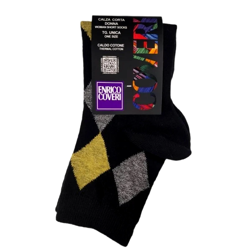ENRICO COVERI Γυναικεία κάλτσα ημίκοντη με σχέδιο | 2ASS ΜΑΥΡΟ