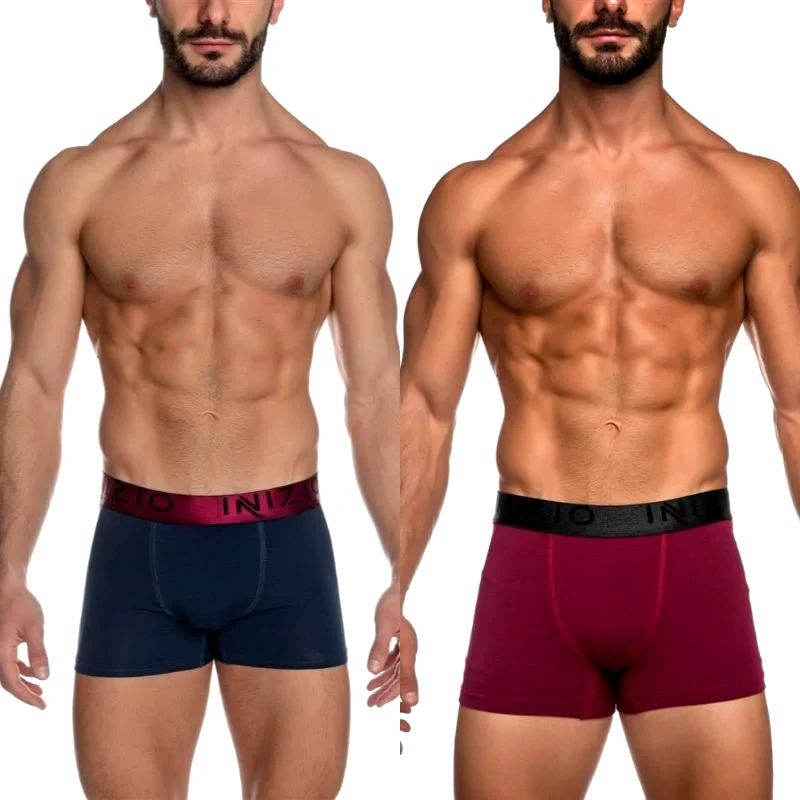 INIZIO Ανδρικό Boxer με εξωτερικό Μεταλλιζέ λάστιχο 2τμχ | 44100-10 ΜΠΟΡΝΤΟ/ΜΑΥΡΟ-ΜΠΛΕ/ΜΠΟΡΝΤΟ