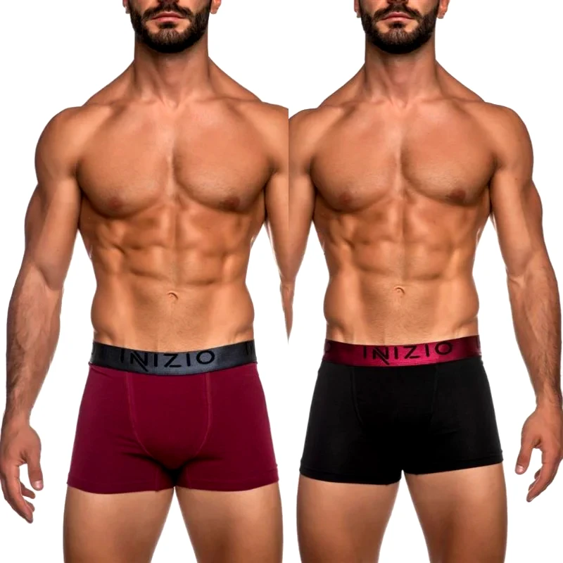 INIZIO Ανδρικό Boxer με εξωτερικό Μεταλλιζέ λάστιχο 2τμχ | 4400-23 ΜΠΟΡΝΤΟ/ΑΝΘΡΑΚΙ-ΑΝΘΡΑΚΙ/ΜΠΟΡΝΤΟ