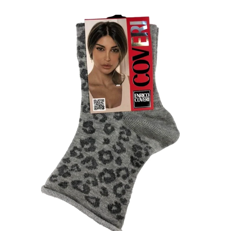 ENRICO COVERI Γυναικεία κάλτσα με σχέδιο χωρίς λάστιχο | 8ASS ΓΚΡΙ