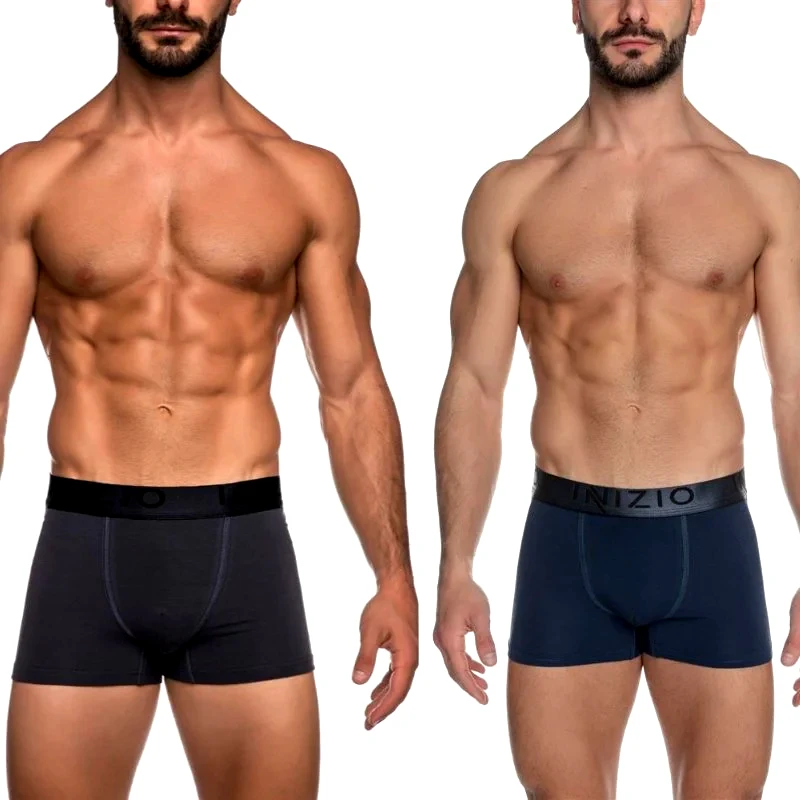 INIZIO Ανδρικό Boxer με εξωτερικό Μεταλλιζέ λάστιχο 2τμχ | 44100-2 ΑΝΘΡΑΚΙ/ΜΑΥΡΟ-ΜΠΛΕ/ΑΝΘΡΑΚΙ