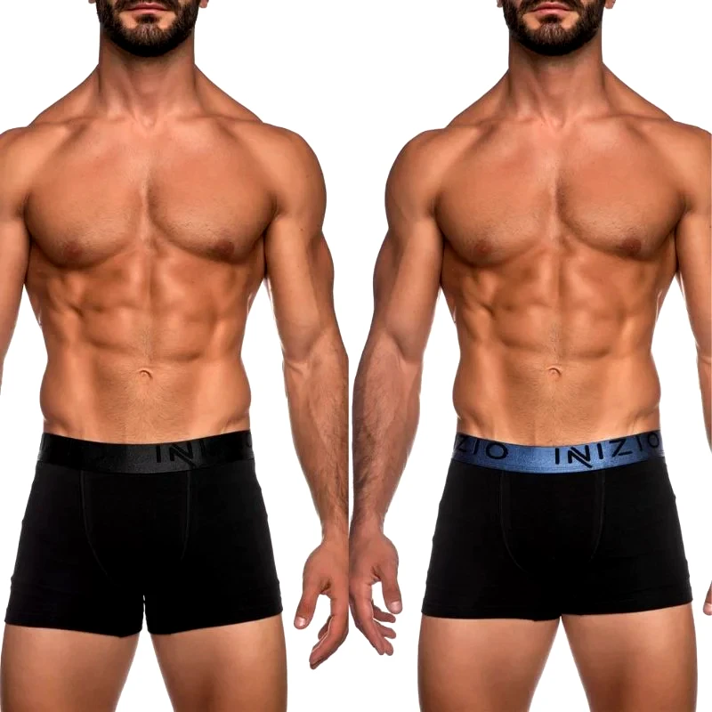 INIZIO Ανδρικό Boxer με εξωτερικό Μεταλλιζέ λάστιχο 2τμχ | 4400-4 ΜΑΥΡΟ/ΜΑΥΡΟ-ΜΑΥΡΟ-ΤΖΙΝ